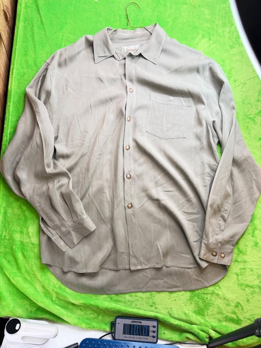 Vtg Tommy Bahama 100% Silk LS Button Down Shirt Mens XL Gray